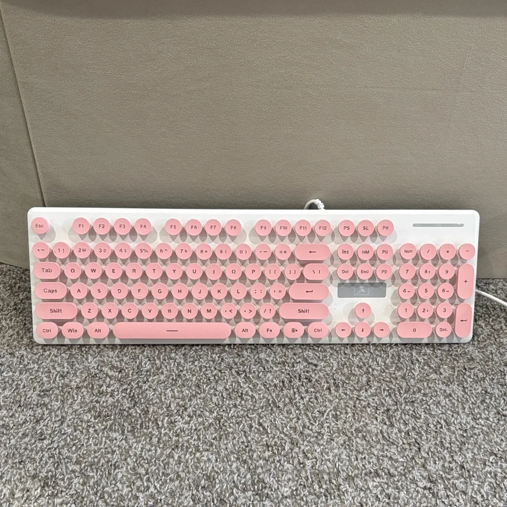 Pink Round-Key Wired Keyboard